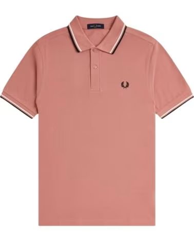FRED PERRY POLO SLIM FIT TWIN TIPPED ROSA CLARO ECRU MARINO LIGHT PINK