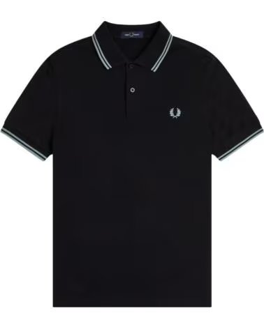 POLO SLIM FIT TWIN TIPPED FRED PERRY NEGRO Y AZUL PLATA BLACK