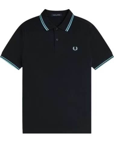 FRED PERRY POLO SLIM FIT TWIN TIPPED AZUL MARINO Y MENTA NAVY