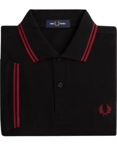 POLO FRED PERRY SLIM FIT TWIN TIPPED BLACK