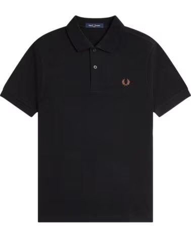 FRED PERRY POLO SLIM FIT UNI NOIR - WHISKY BROWN BLACK