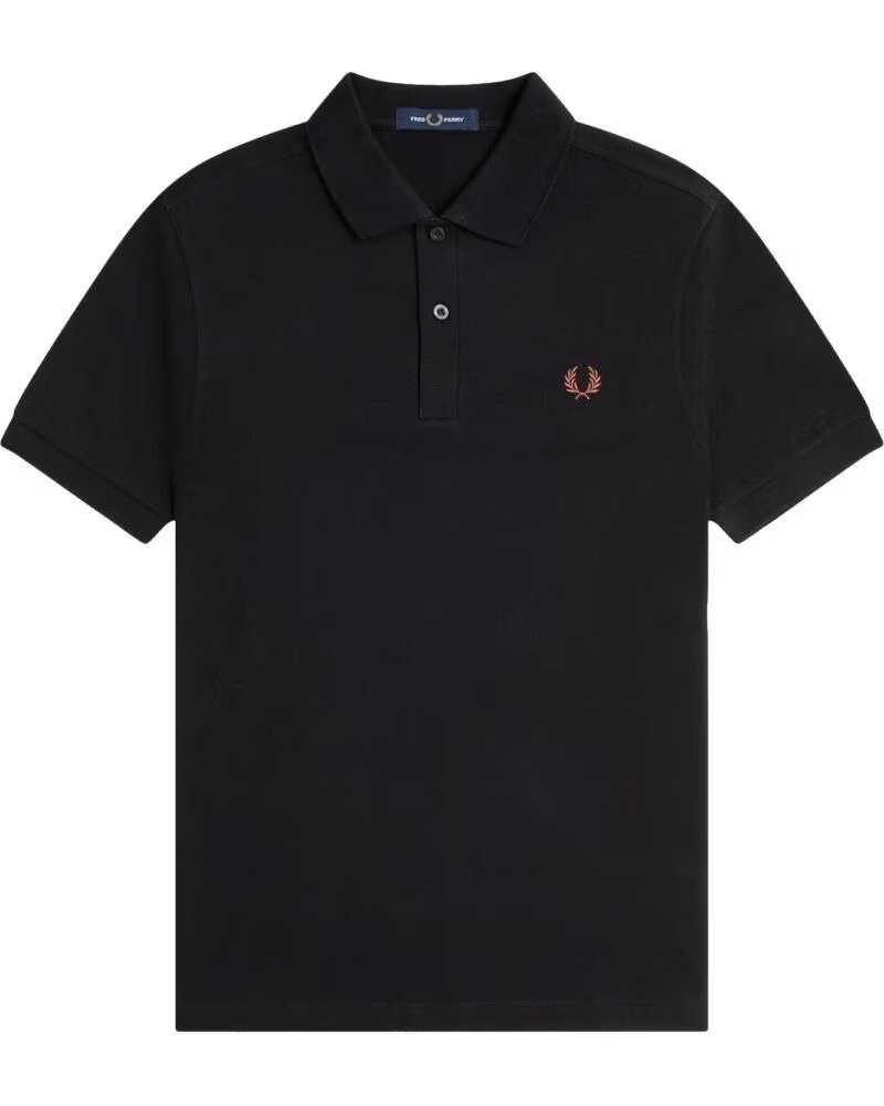FRED PERRY POLO SLIM FIT UNI NOIR - WHISKY BROWN BLACK