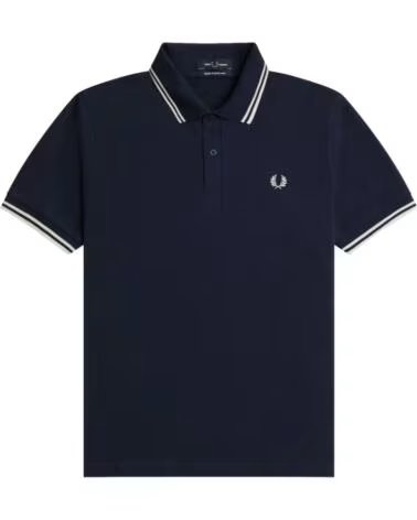 FRED PERRY REISSUES ORIGINAL TWIN TIPPED POLO DARK CARBON ECRU BLACK