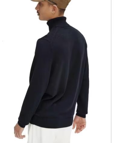 PULL COL ROULÉ FRED PERRY NOIR ET JAUNE BLACK