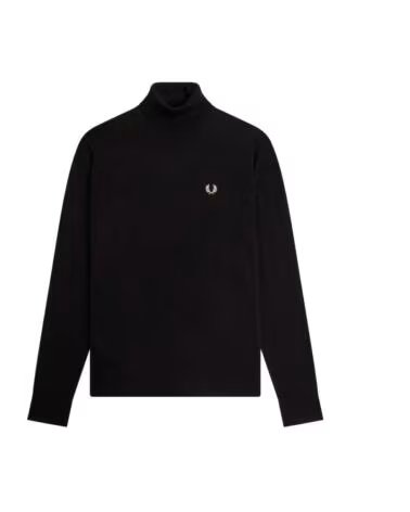 PULL COL ROULÉ FRED PERRY NOIR ET JAUNE BLACK