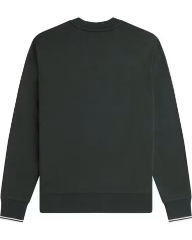 FRED PERRY CREW NECK SWEATSHIRT NIGHT GREEN UND SNOW WHITE DARK