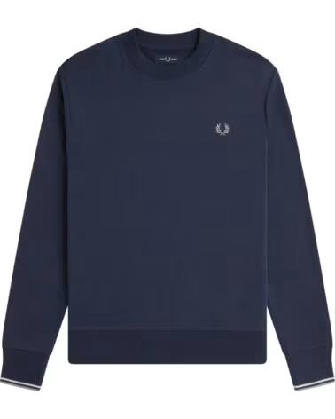 CREW NECK SWEATSHIRT FRED PERRY DARK AIRFORCE - LIGHT ICE BAY LEAF NAVY