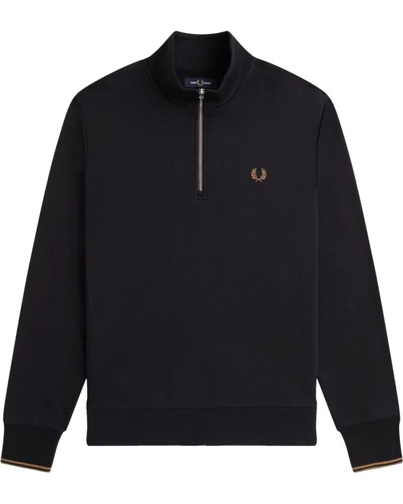 FRED PERRY FELPA HALF ZIP NERO E PIETRA OMBRATA BLACK