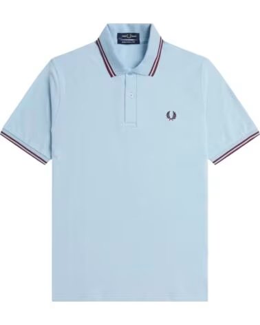 FRED PERRY REISSUES ORIGINAL TWIN TIPPED POLO MINERAL BLUE MAROON LIGHT
