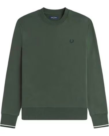 SWEAT-SHIRT FRED PERRY CREW NECK COURT GREEN DARK