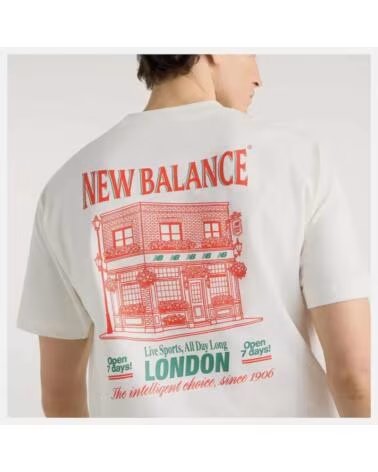 NEW BALANCE T-SHIRT GRAB A BITE LONDON MT62B9LI WHITE