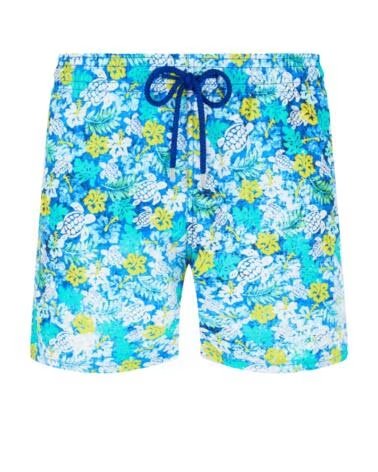 VILEBREQUIN MOOREA SHORT DE BAIN TROPICAL TURTLES VINTAGE BLEU LAZULI LIGHT BLUE