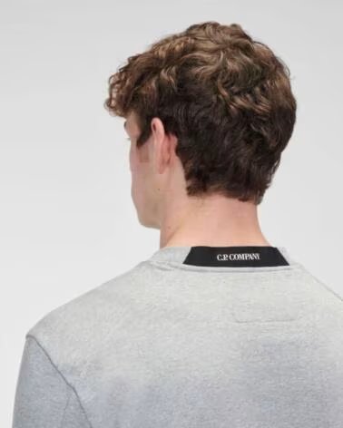 CP COMPANY DIAGONAL RAISED FLEECE CREW NECK SWEATSHIRT GREY MELANGE
