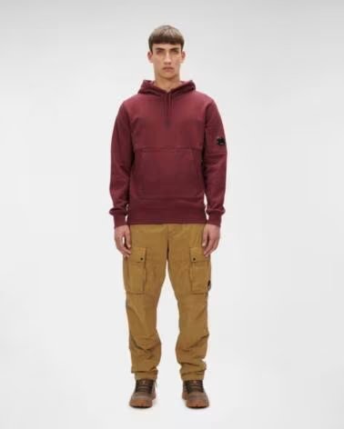 CP COMPANY KAPUZENSWEATSHIRT DIAGONAL RAISED FLEECE PORT ROYAL RED BURGUNDY