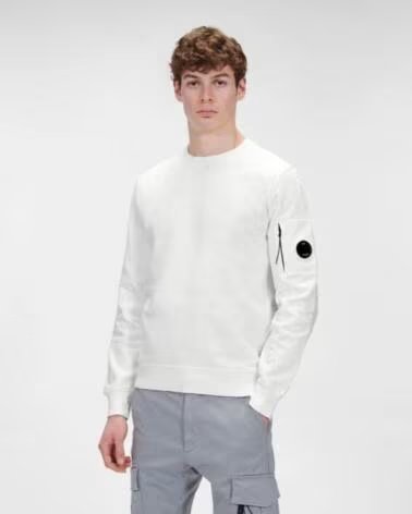 SUDADERA CP COMPANY DIAGONAL RAISED FLEECE CREW NECK BLANCO WHITE