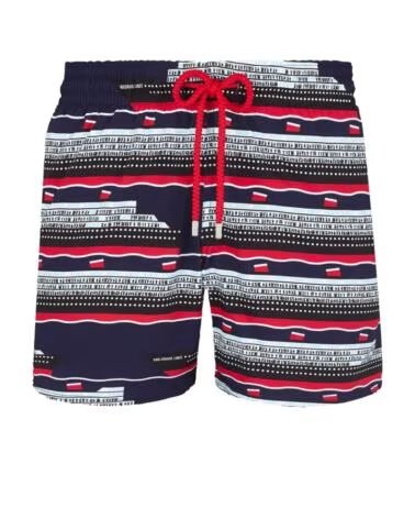 VILEBREQUIN MOORISE STRETCH BADESHORTS CRUISE LINES MIDNIGHT BLUE MULTICOLOR