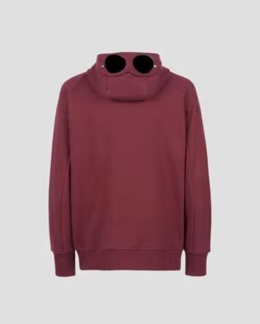 CP COMPANY KAPUZENPULLOVER DIAGONAL RAISED FLEECE GOGGLE PORT ROYAL RED BURGUND BURGUNDY