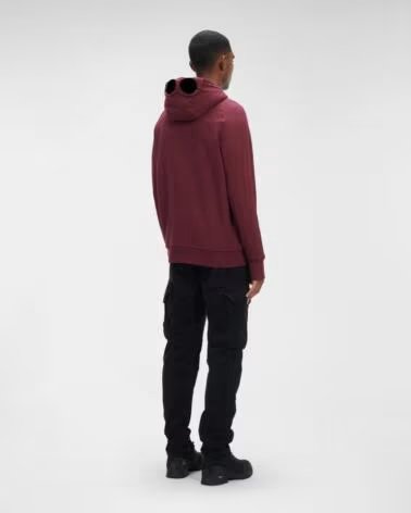 CP COMPANY KAPUZENPULLOVER DIAGONAL RAISED FLEECE GOGGLE PORT ROYAL RED BURGUND BURGUNDY