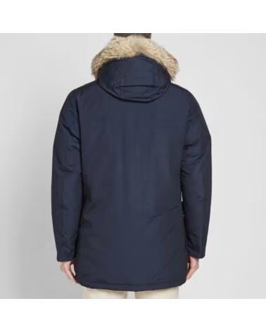 WOOLRICH ARKTISCHER PARKA AUS RAMAR MIT ABNEHMBAREM PELZBESATZ MELTON BLUE REP