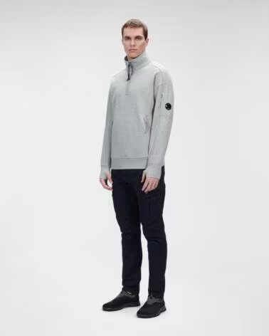 CP COMPANY SUDADERA DIAGONAL RAISED FLEECE STAND COLLAR GREY