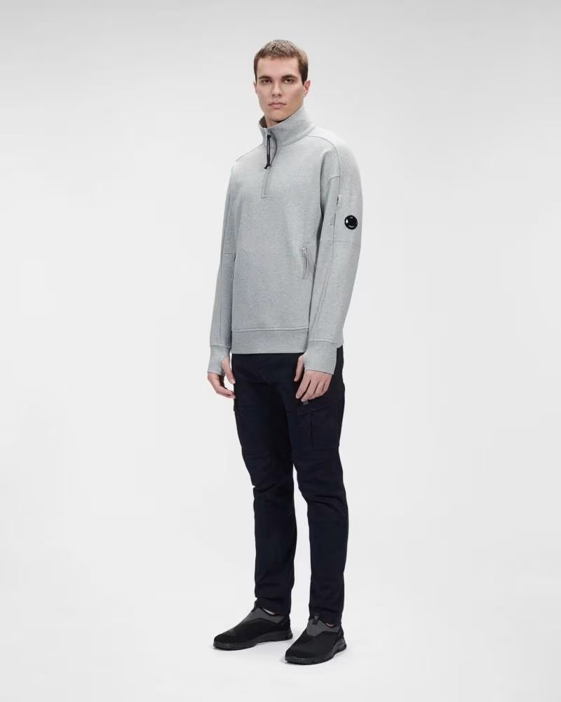 CP COMPANY SUDADERA DIAGONAL RAISED FLEECE STAND COLLAR GREY