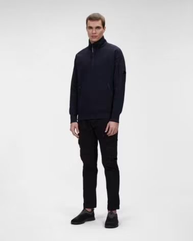 CP COMPANY DIAGONAL RAISED FLEECE STEHKRAGEN SWEATSHIRT TOTAL ECLIPSE BLUE NAVY