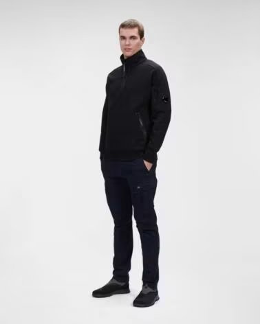CP COMPANY SUDADERA DIAGONAL RAISED FLEECE STAND COLLAR NEGRO BLACK
