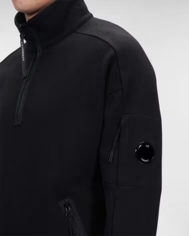 CP COMPANY SUDADERA DIAGONAL RAISED FLEECE STAND COLLAR NEGRO BLACK
