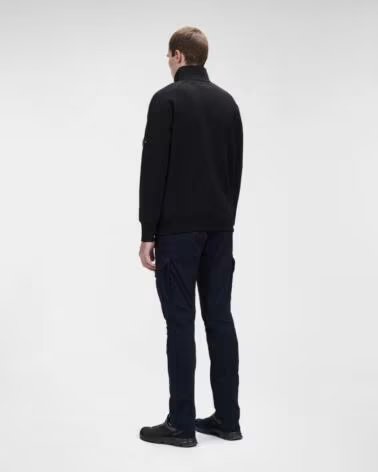 CP COMPANY SUDADERA DIAGONAL RAISED FLEECE STAND COLLAR NEGRO BLACK