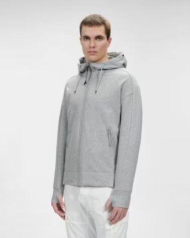 CP COMPANY SUDADERA CON CAPUCHA Y GAFAS DIAGONAL RAISED FLEECE GREY