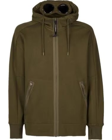 SWEATSHIRT COM CAPUZ CP COMPANY DIAGONAL RAISED FLEECE GOGGLE IVY GREEN DARK