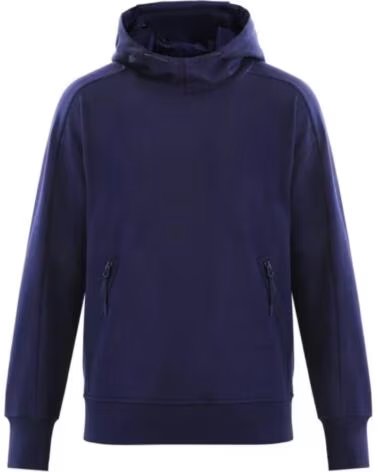 CP COMPANY KAPUZENPULLOVER MIT BRILLE DIAGONAL RAISED FLEECE MEDIEVAL BLUE NAVY