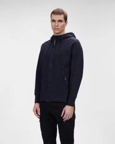 SWEATSHIRT COM CAPUZ CP COMPANY DIAGONAL RAISED FLEECE GOGGLE TOTAL ECLIPSE NAVY