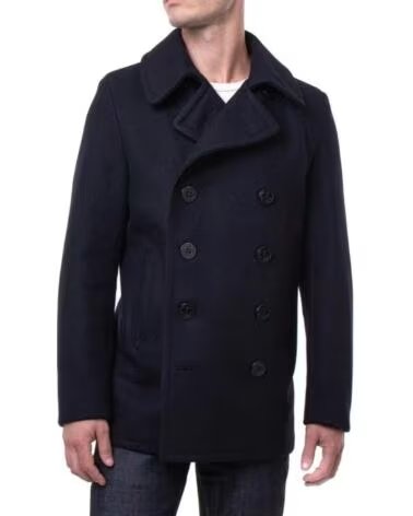 SCHOTT NYC MANTEAU CABAN SLIM FIT MADE IN USA NAVY