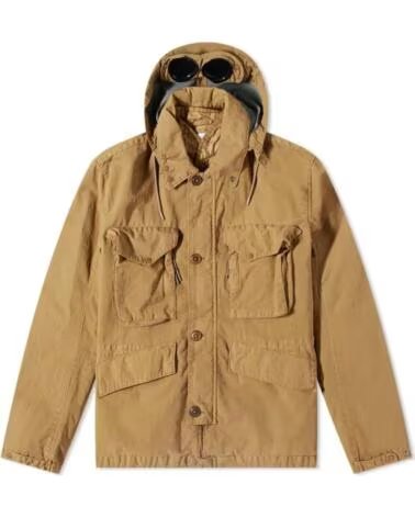 CP COMPANY 50 FILI RUBBER GOGGLE JACKET MARRON CUMIN BROWN