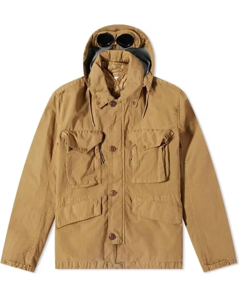 CP COMPANY 50 FILI RUBBER GOGGLE JACKET CUMIN BRAUN BROWN