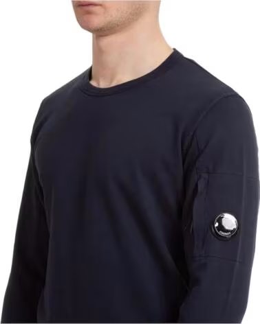 CP COMPANY SWEATSHIRT LIGHT FLEECE MIXED GARMENT DYED LABEL TOTAL ECLIPSE NAVY