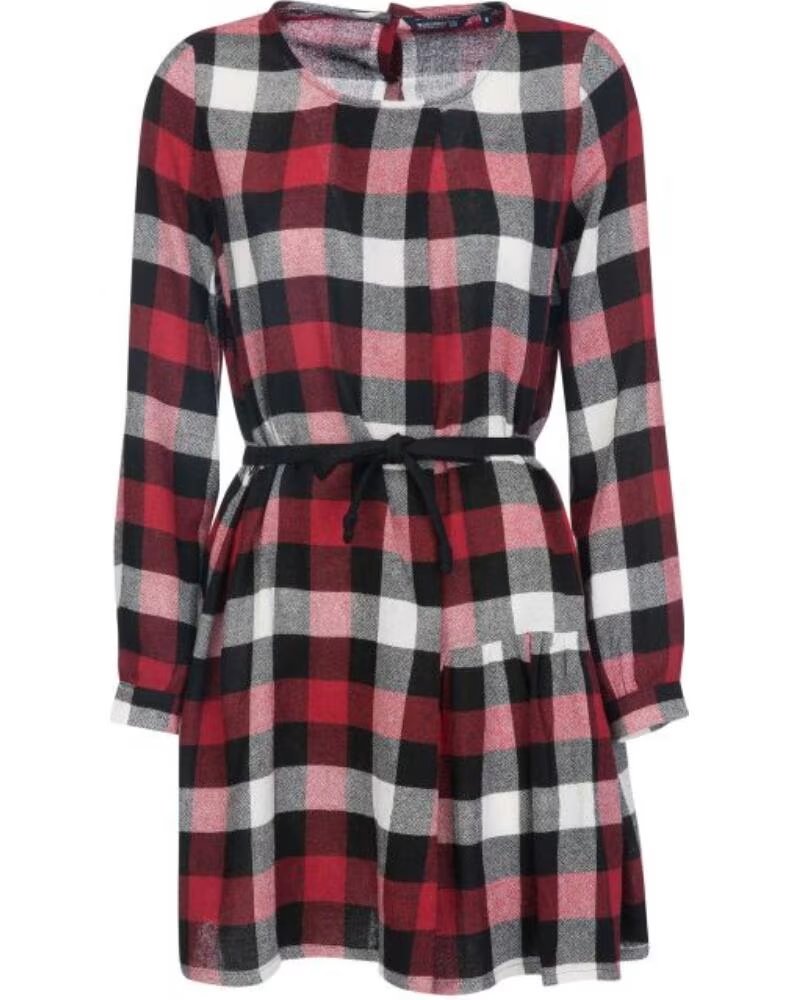 ROBE EN GAZE DE LAINE À CARREAUX WOOLRICH RED