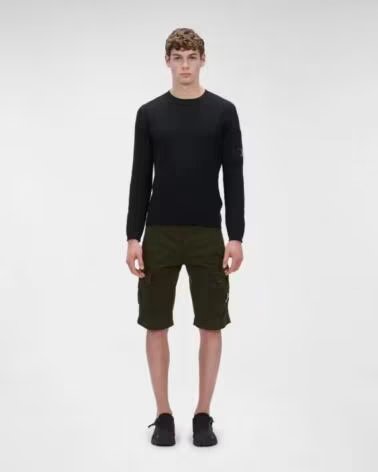 CP COMPANY CARGO SHORTS STRETCH SATEEN IVY GREEN DARK
