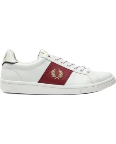 SNEAKER FRED PERRY B721 LEATHER SIDE PANEL PORCELLANA WHITE