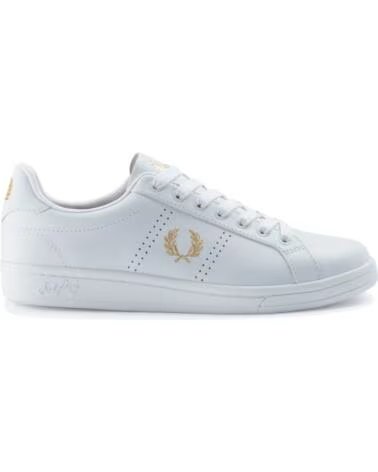 BASKETS FRED PERRY B721 LEATHER B6312 BLANCES ET DORÉES WHITE
