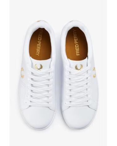BASKETS FRED PERRY B721 LEATHER B6312 BLANCES ET DORÉES WHITE