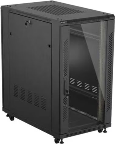 LANBERG Armario rack 19 pulgadas 22u - 600x1000 flat pack puerta cristal negro