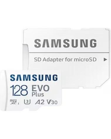SAMSUNG SCHEDA DI MEMORIA MICRO SDXC EVO PLUS 128GB CLASSE 10 V30 A2 CON ADATTATORE