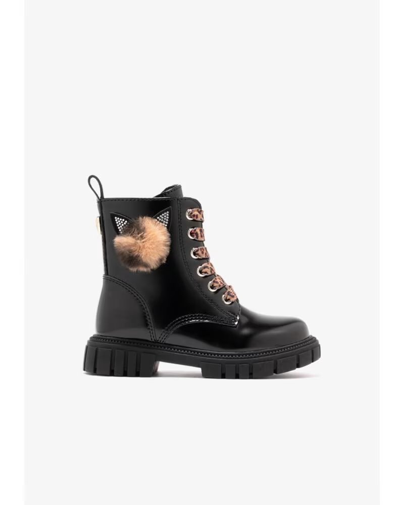 CONGUITOS BOTAS MILITARES MENINA COSH244020 PRETO NEGRO