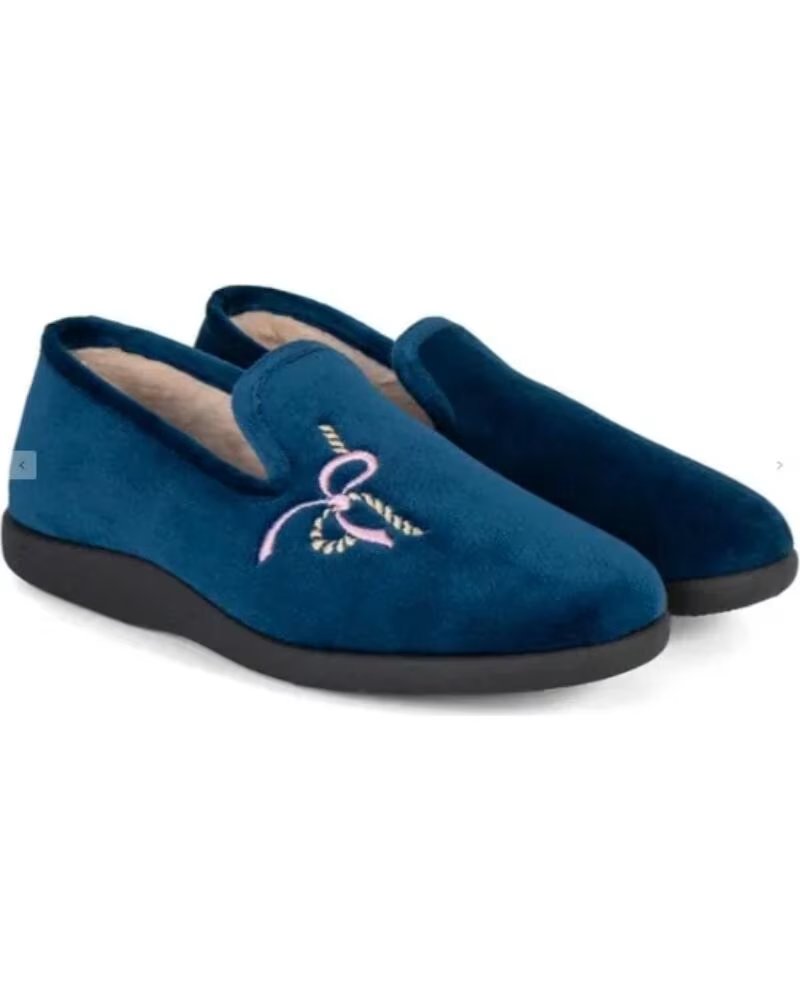 FLOSSY CHAUSSONS FERMÉS POUR FEMME AVEC BRODERIE MODÈLE 26214 BLEU AZUL