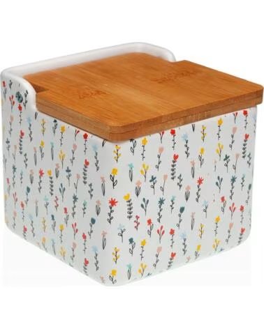 VERSA RECIPIENTE PARA COCINA CON TAPA DE MADERA DISEÑO FLORAL MULTICOLOR