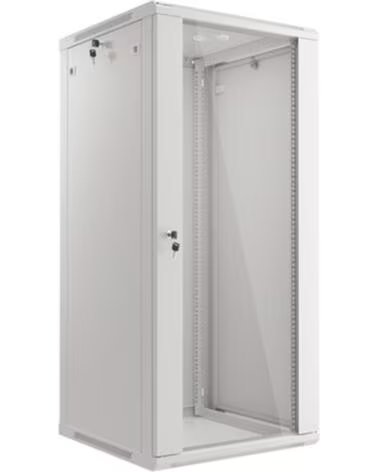 LANBERG Armario mural rack 19 pulgadas 27u - 600x600 flat pack puerta cristal gris
