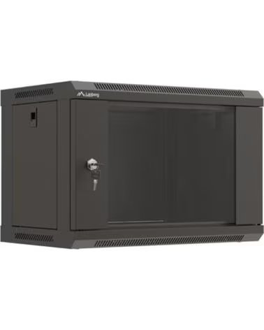 LANBERG Armario mural rack 19 pulgadas 6u - 540x350 flat pack negro puerta cristal