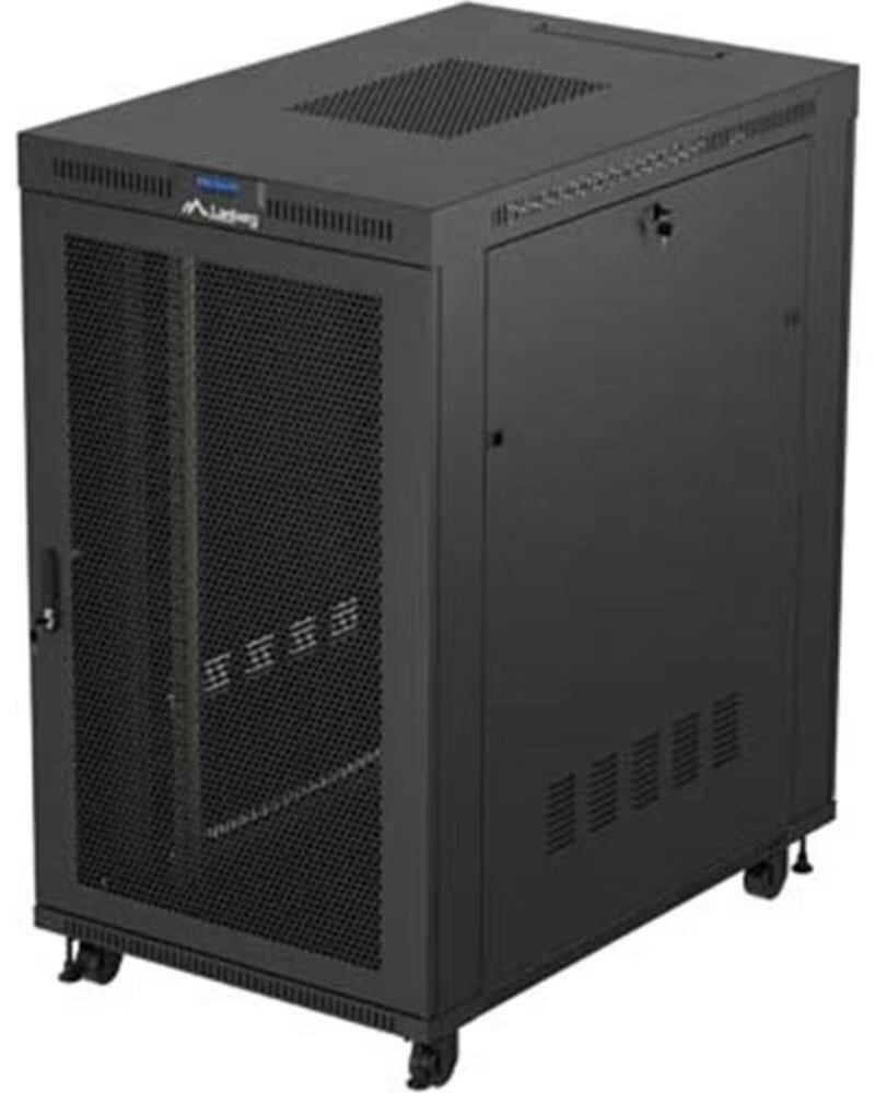 LANBERG Armario rack 19 pulgadas 27u - 800x1200 puerta mesh con lcd flat pack negro
